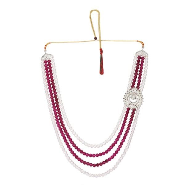 Ruby layered mala luxury groom wedding accessory by Deshi Coast