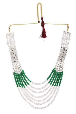 Royal Pearl & Emerald Sherwani Mala Necklace