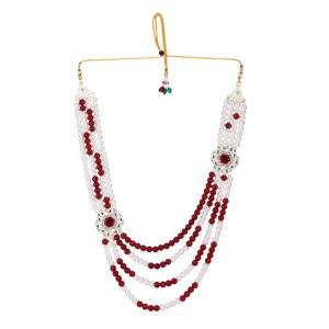 Royal Pearl & Ruby Sherwani Mala for Groom