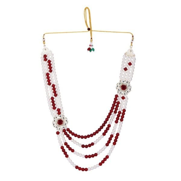 Ruby pearl mala luxury groom wedding accessory by Deshi Coast