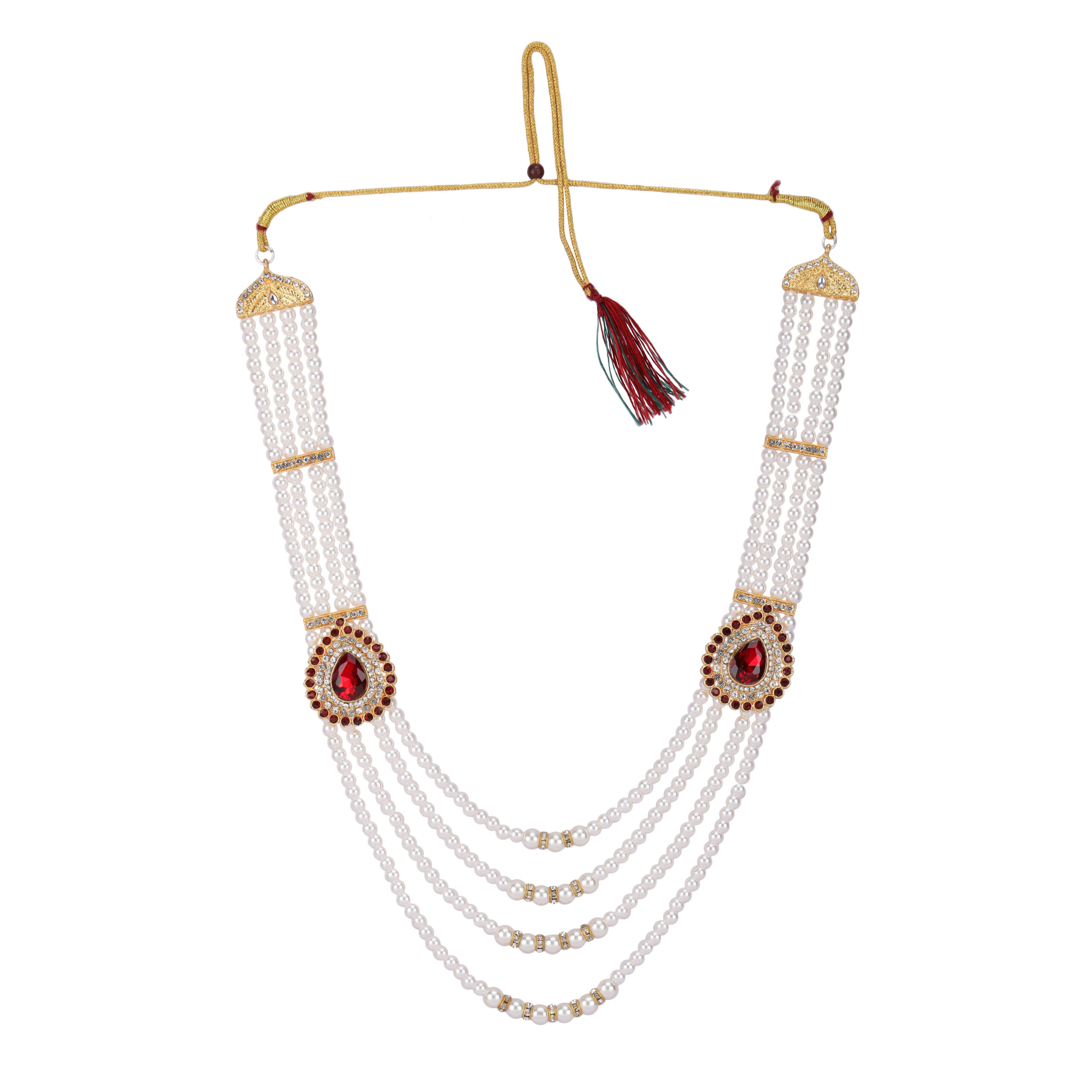 Royal Pearl & Ruby Dulha Haar Sherwani Necklace