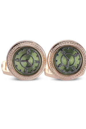 Rose Gold Watch Dial Cufflinks with Green Face