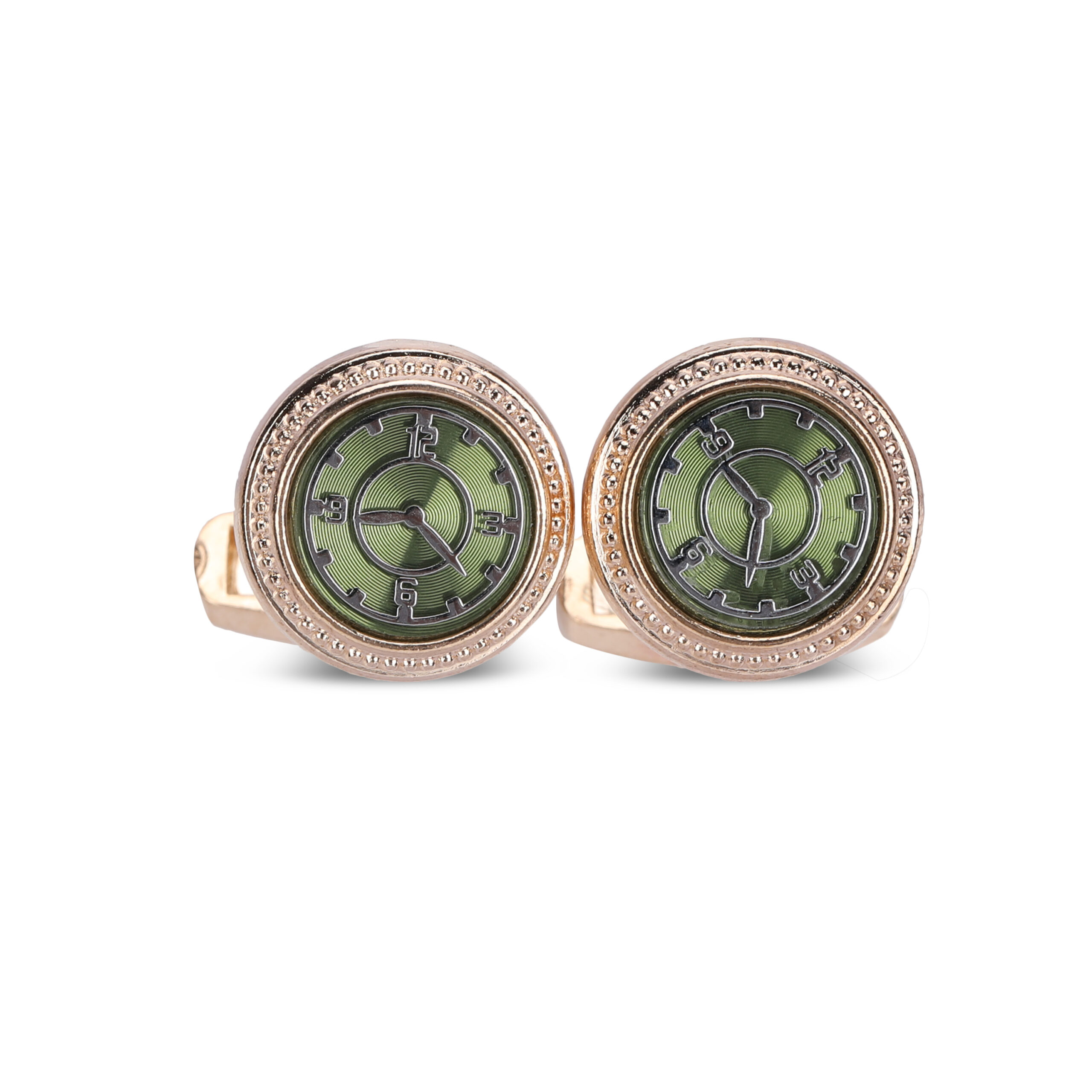 Rose Gold Watch Dial Cufflinks with Green Face
