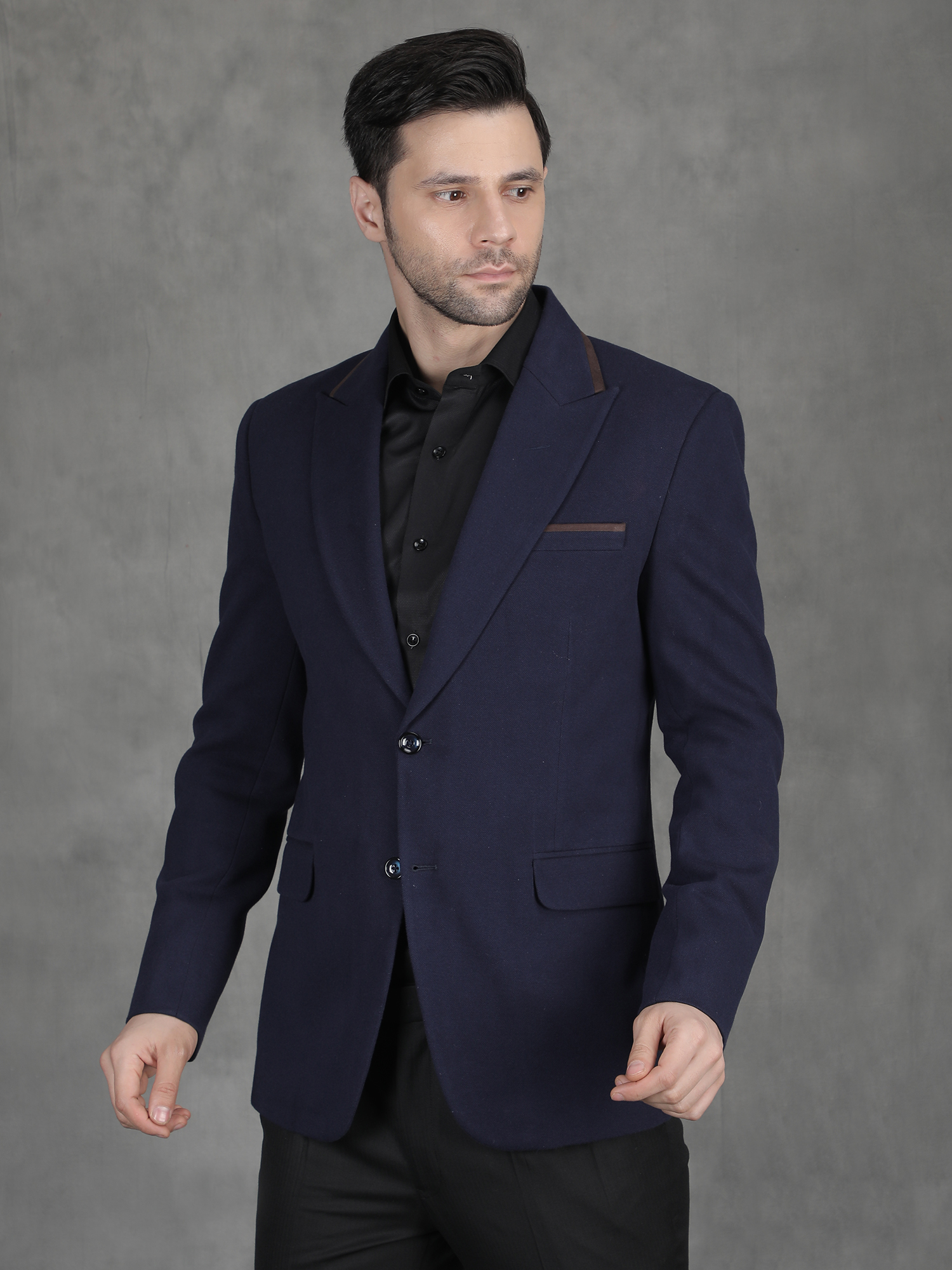 Navy Wool Blend Blazer for Winter Wear - Image 3