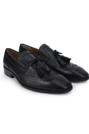 Men’s Black Leather Tassel Brogue Loafers