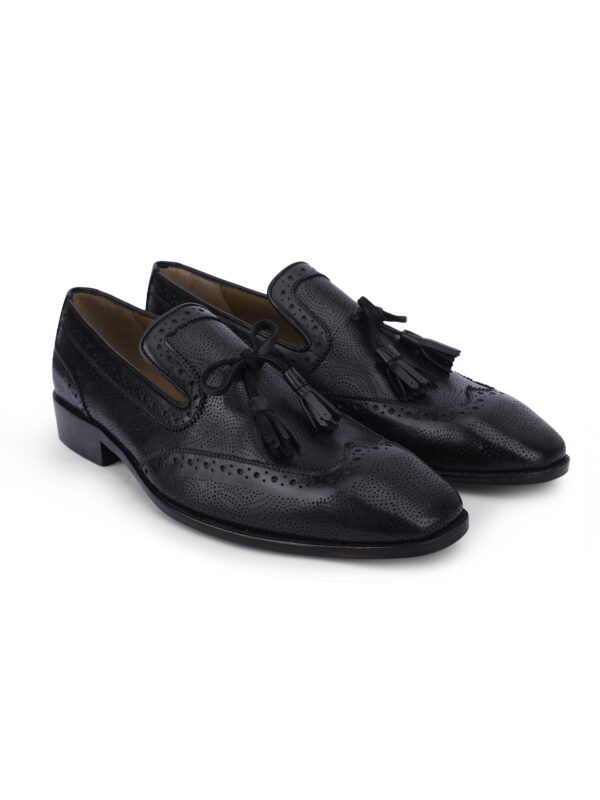 Men’s Black Leather Tassel Brogue Loafers