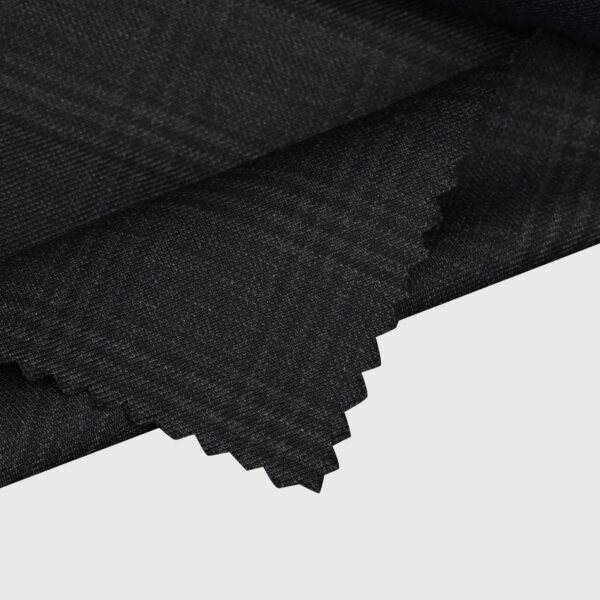 Charcoal windowpane suiting fabric for premium tailored wear