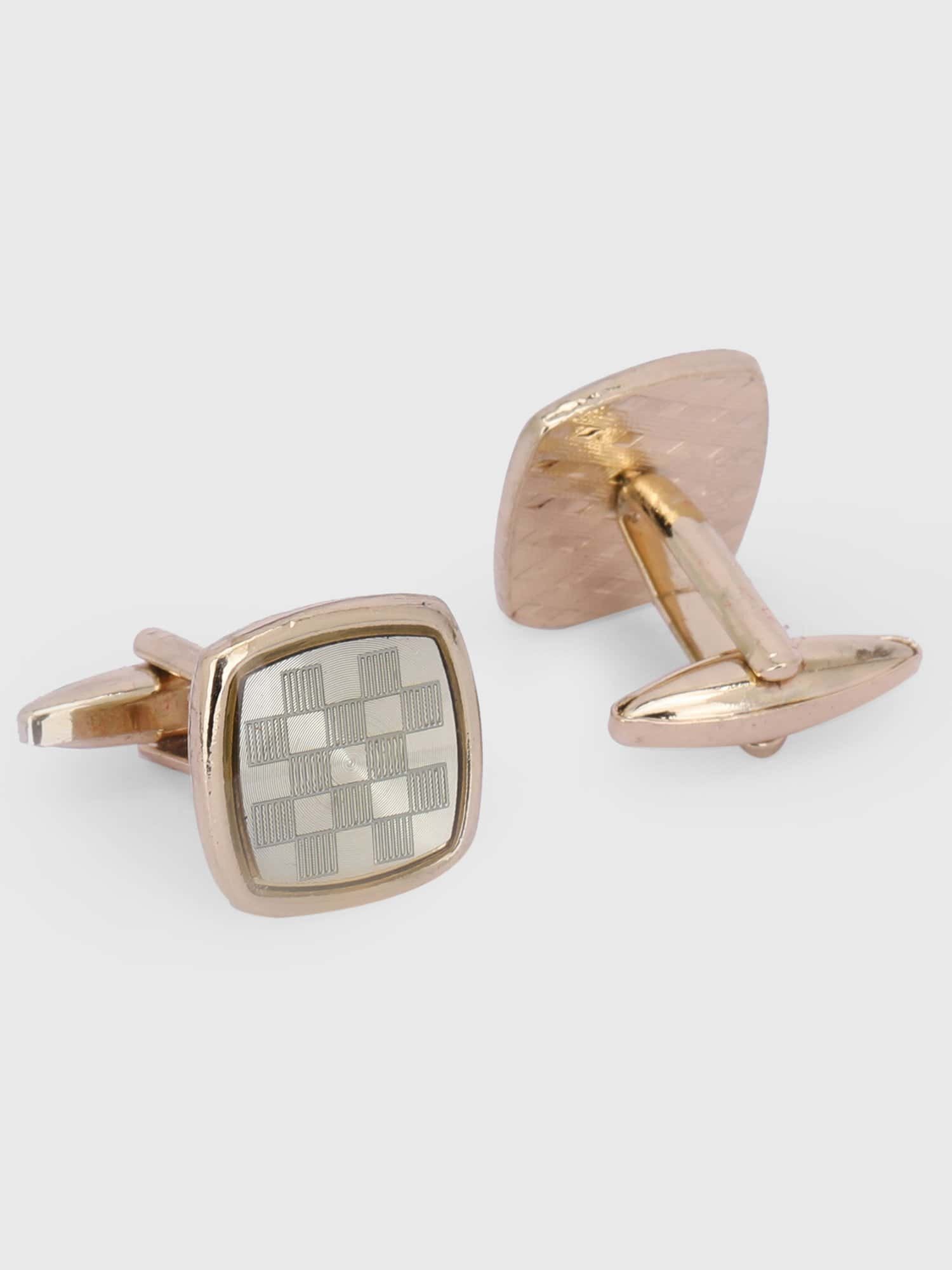 Gold checkerboard cufflinks for men in premium formal style