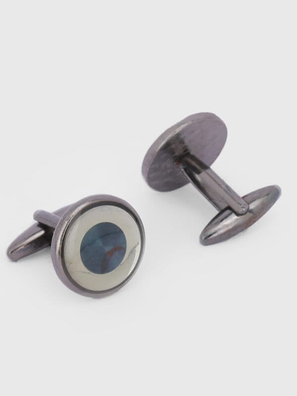 Silver white cufflinks for men by Deshi Coast