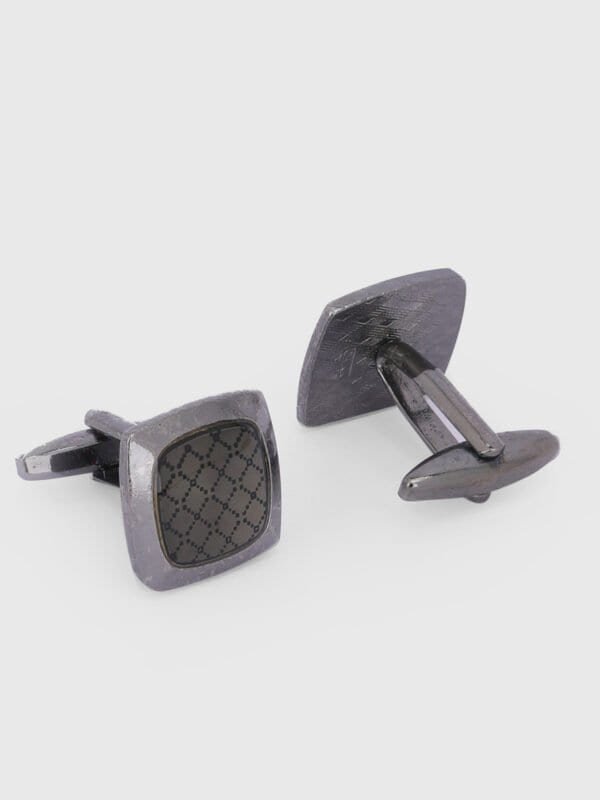 Grey pattern cufflinks for formal shirts by Deshi Coast
