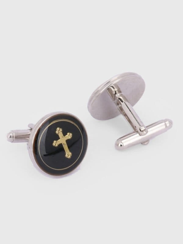 Cross symbol cufflinks for formal shirts by Deshi Coast