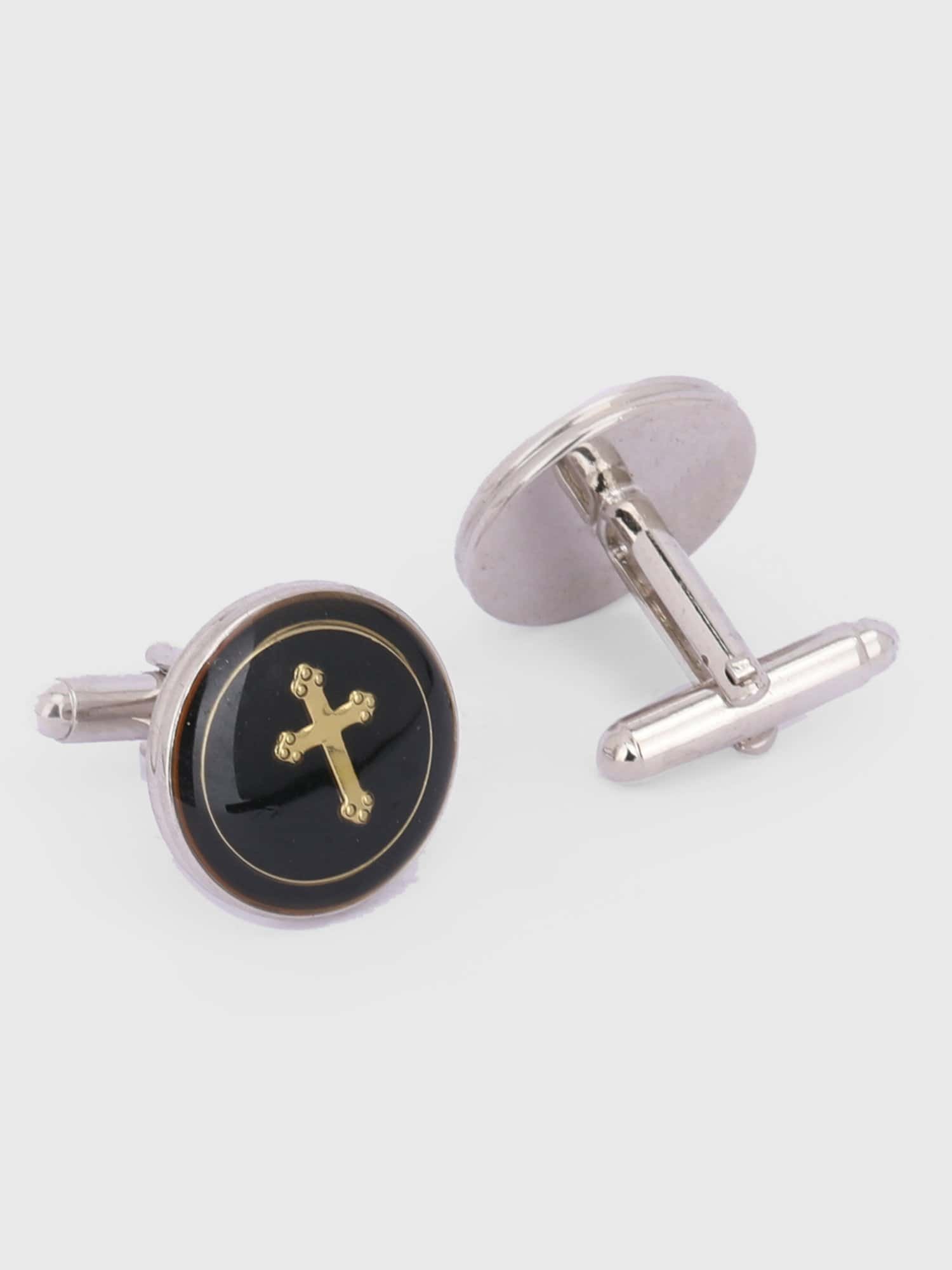 Cross symbol cufflinks for formal shirts by Deshi Coast