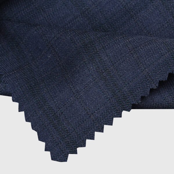 Midnight navy shadow check suiting fabric for premium tailored wear by Deshi Coast