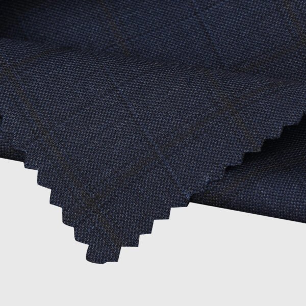 Deep blue textured suiting fabric for premium tailoring