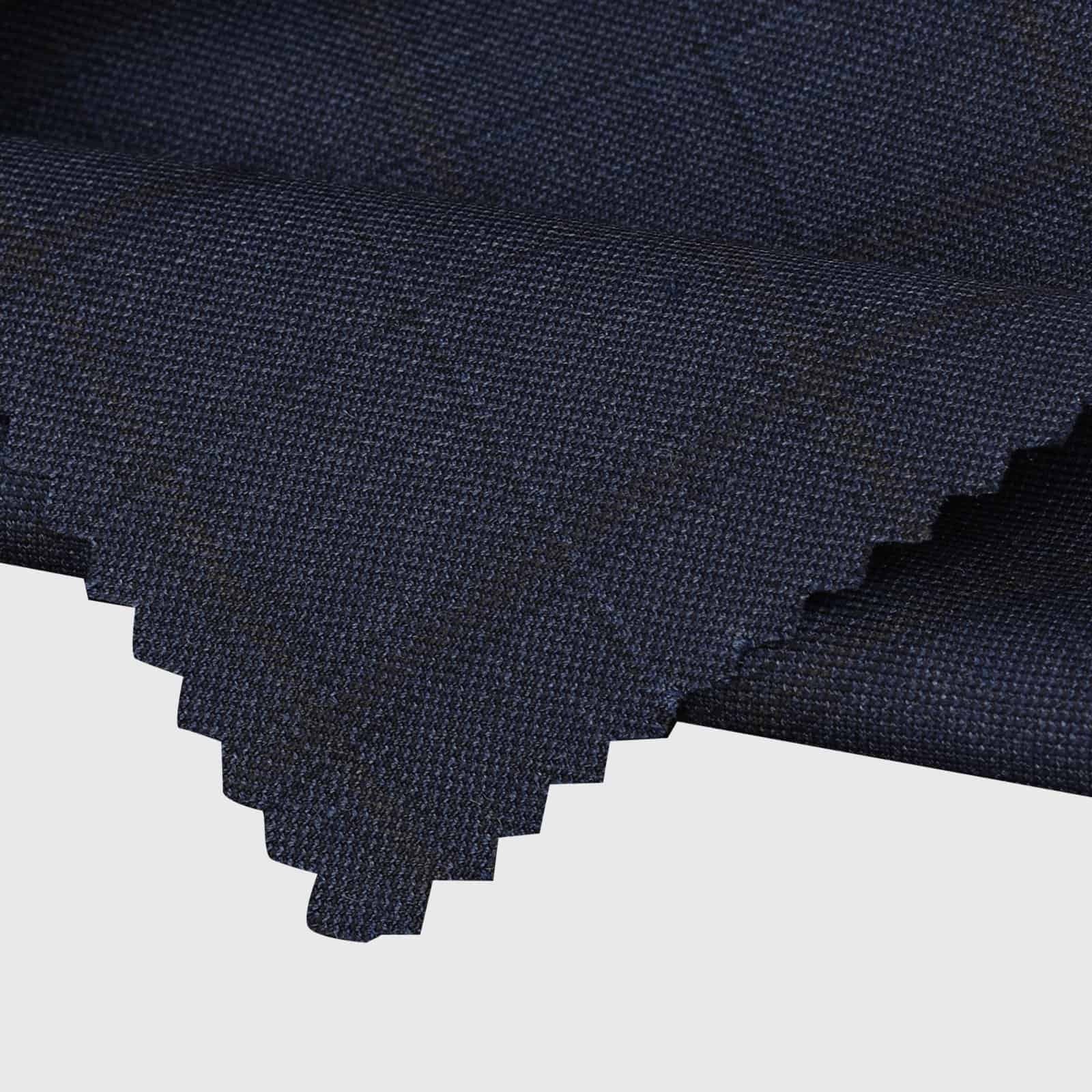 Deep blue textured suiting fabric for premium tailoring