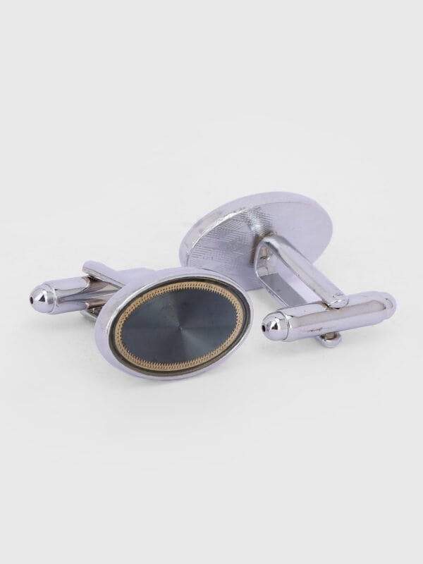 Midnight oval cufflinks for formal shirts by Deshi Coast