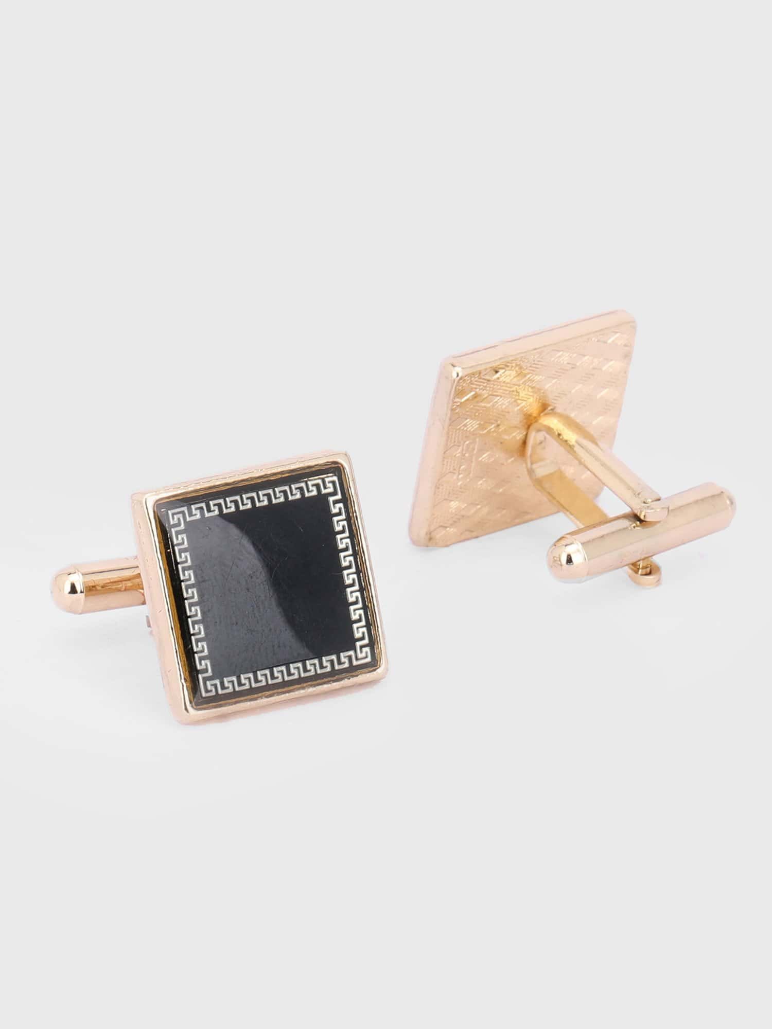 Gold square cufflinks for formal shirts by Deshi Coast