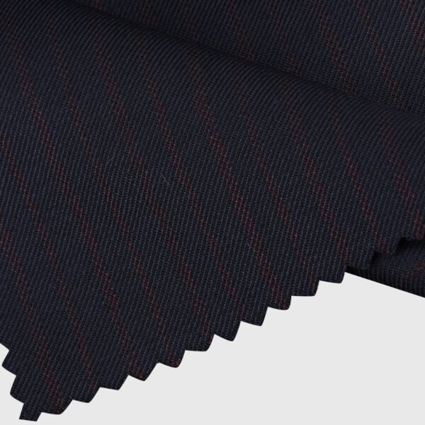 Burgundy Pinstripe Suiting fabric option for custom suits, tuxedos and blazers by Deshi Coast