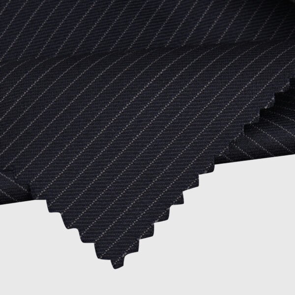 Silver Line Suiting fabric option in dark charcoal with fine silver pinstripes for custom suits, tuxedos and blazers by Deshi Coast