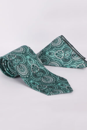 Teal Paisley Printed Premium Necktie