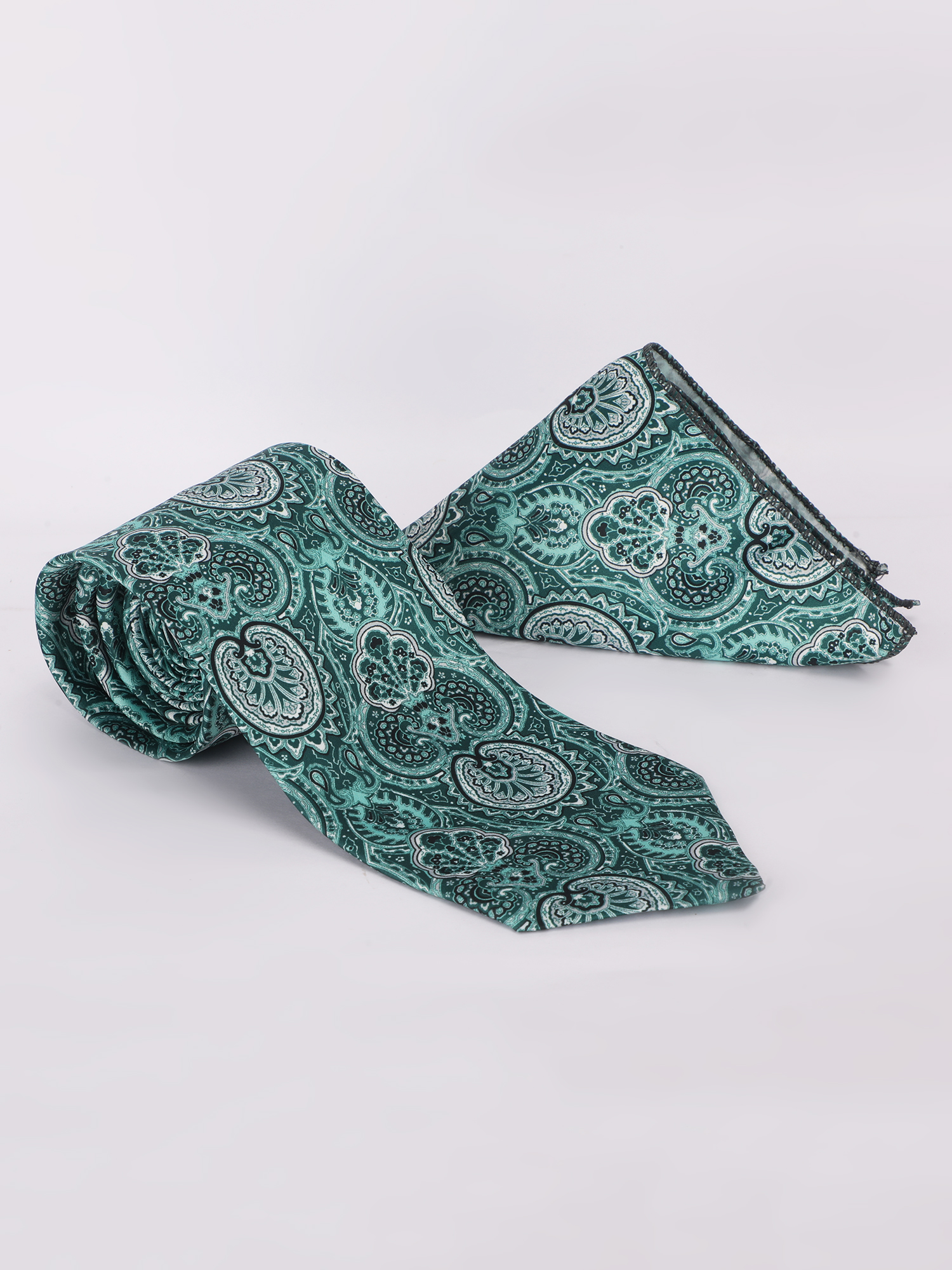 Teal Paisley Printed Premium Necktie