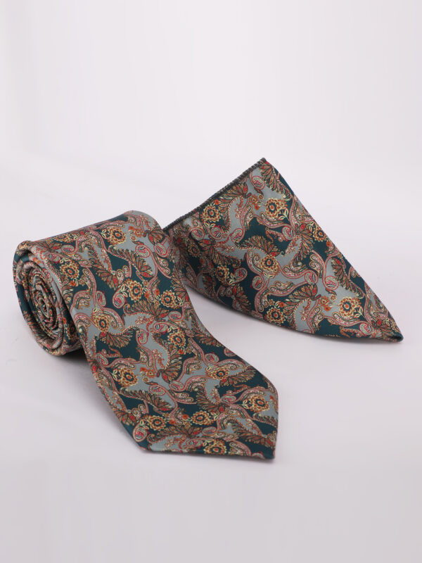Luxury Beige Heritage Floral Jacquard Tie & Pocket Square Set