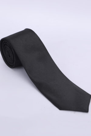 Luxury Solid Black Satin Tie