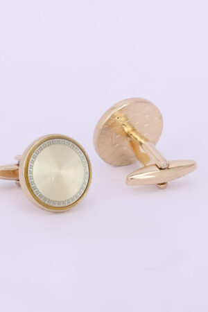 Gold-Tone Round Ivory Stone Minimal Cufflinks