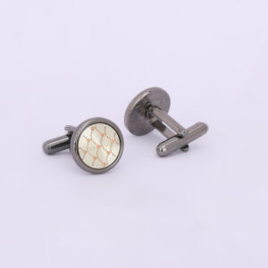 Silver-Tone Oval Ivory Textured Cufflinks