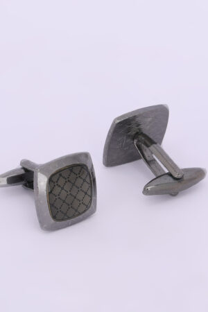 Gunmetal Square Textured Grid Designer Cufflinks