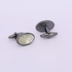 Gunmetal Round Ivory Textured Designer Cufflinks