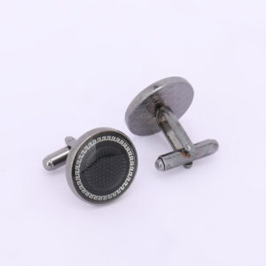 Antique Silver-Tone Oval Black Stone Cufflinks