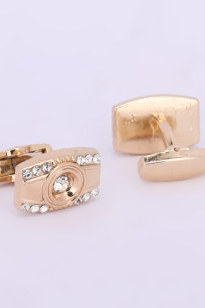 Gold-Tone Square Studded Designer Cufflinks