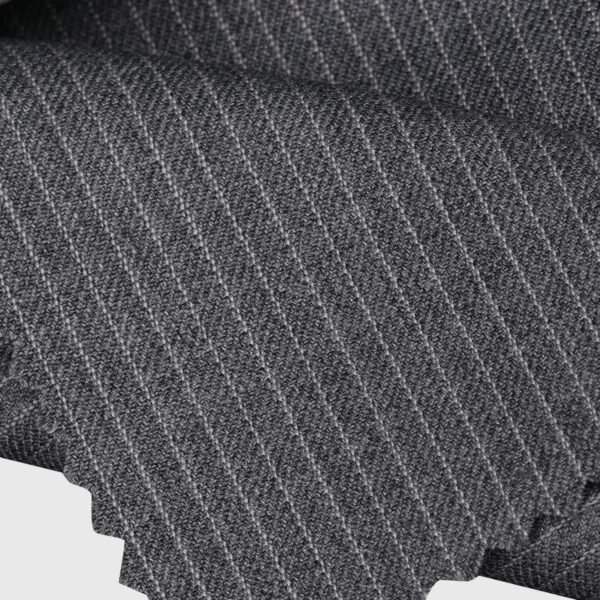 Graphite Stripe Suiting premium charcoal grey fabric option with fine diagonal pinstripes for custom suits, tuxedos and blazers by Deshi Coast