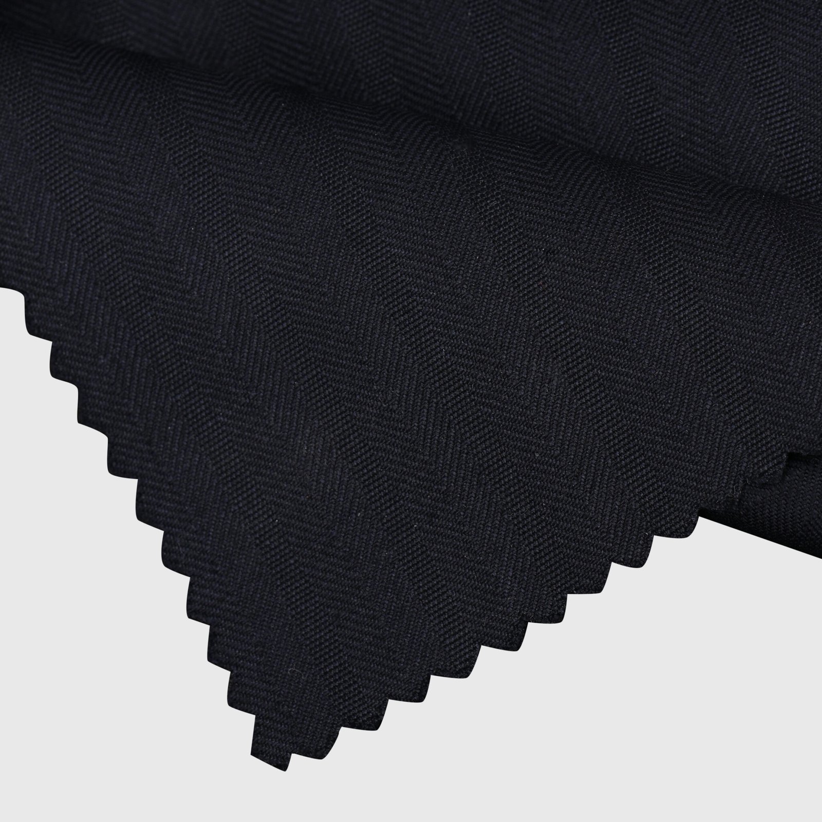 Midnight Herringbone Suiting premium deep navy herringbone fabric option for custom suits, tuxedos and blazers by Deshi Coast