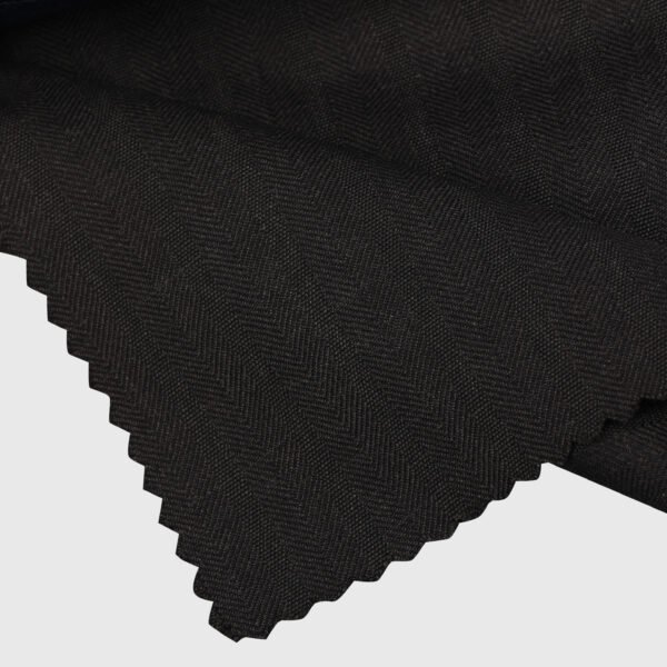 Ebony Herringbone Suiting premium black herringbone fabric option for custom suits, tuxedos and blazers by Deshi Coast