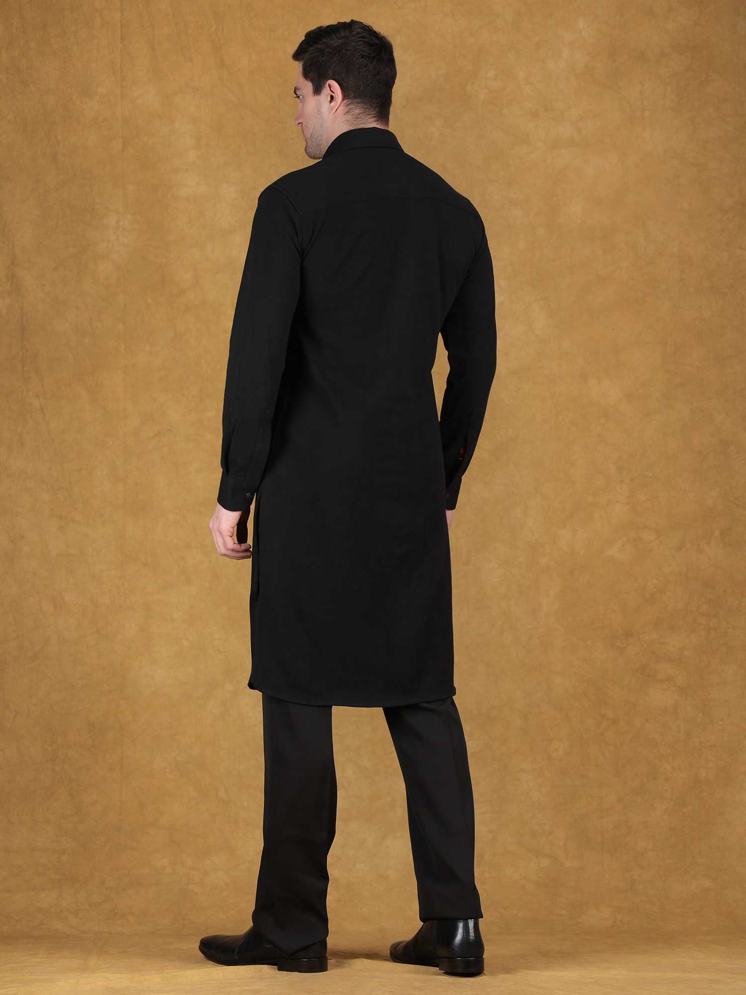 Black Pathani Style Kurta Set for Reception - Image 5