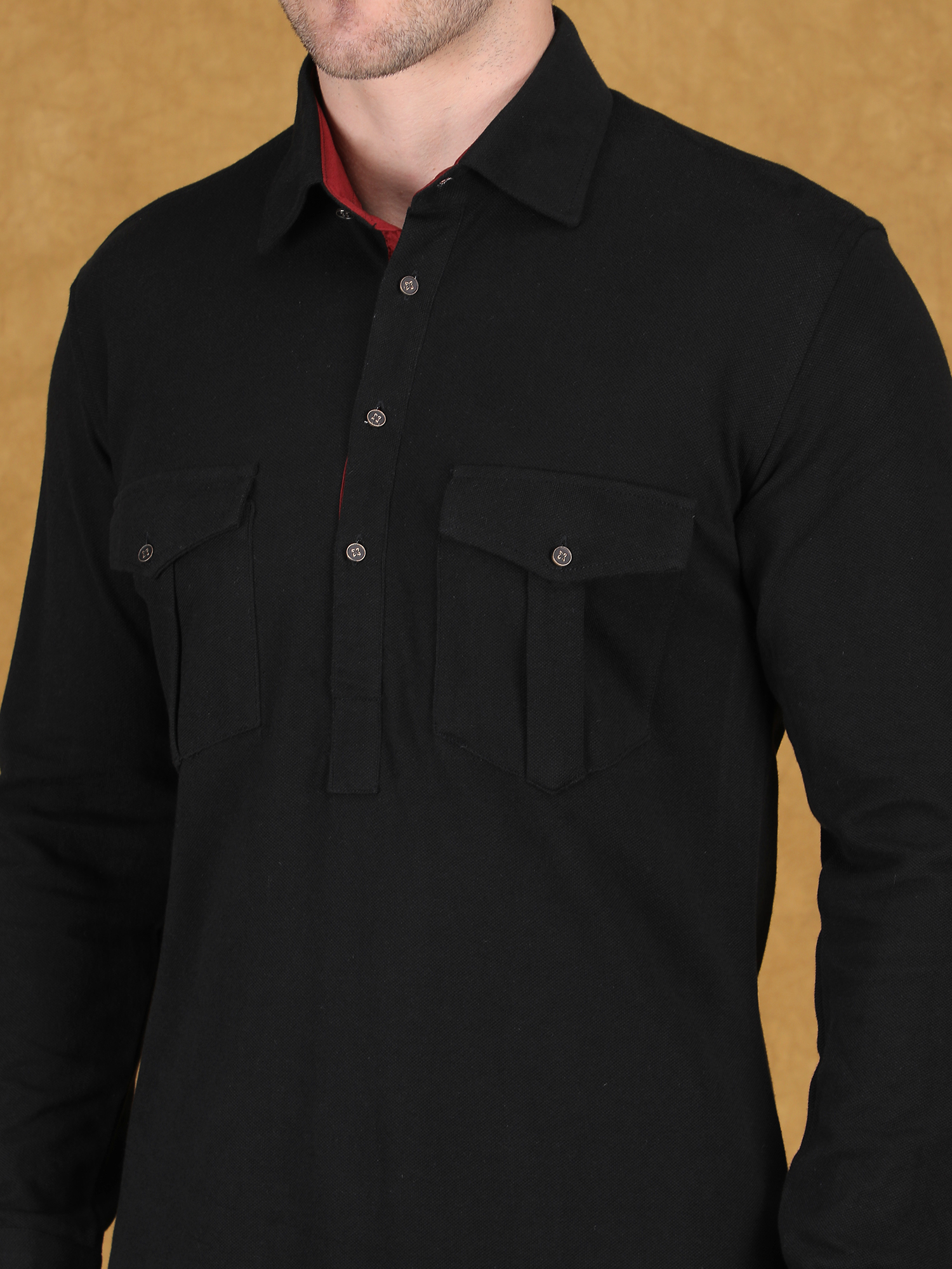 Black Pathani Style Kurta Set for Reception - Image 6