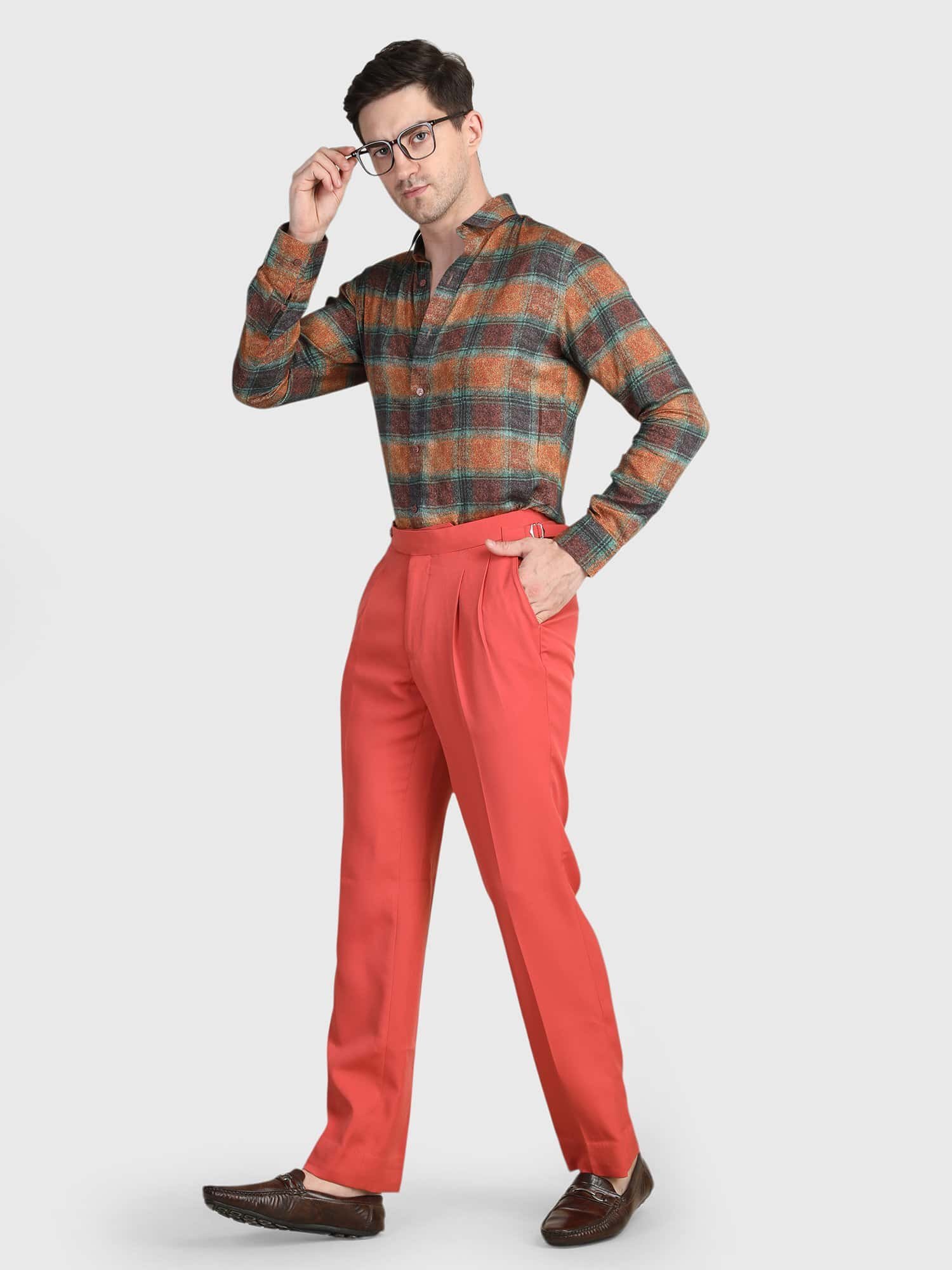 Coral Pleated Trouser for Men with Italian Tailored Double Pleat Design