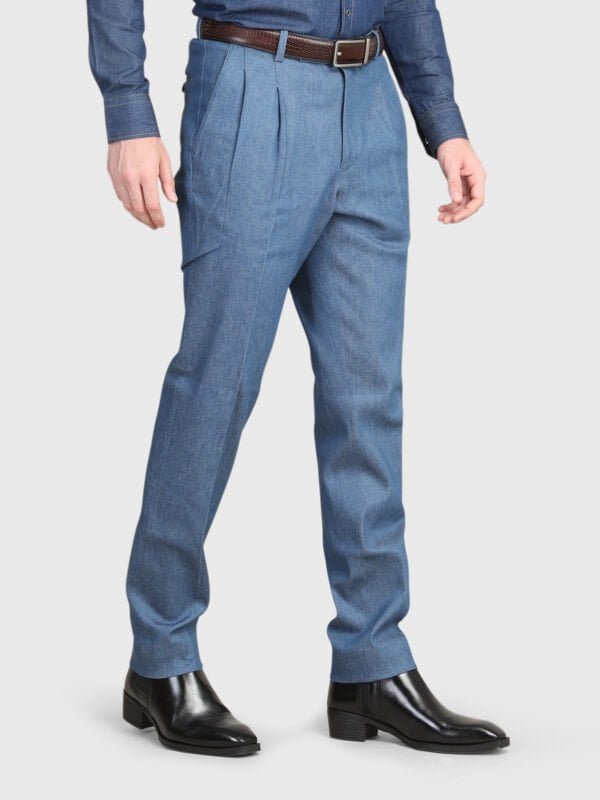 Double Pleated Denim Trousers by Deshi Coast